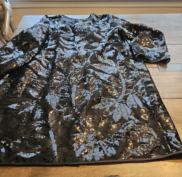 Chicos Black Sequin Floral Jacket - Picture 7 of 7